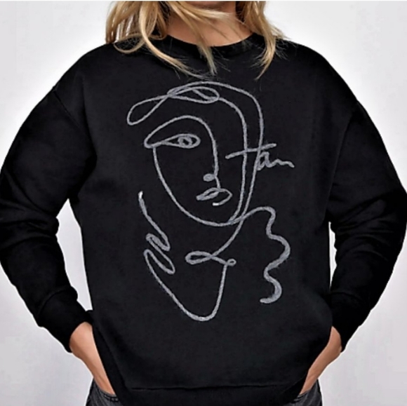 Zara | Tops | Zara Fleece Abstract Face 